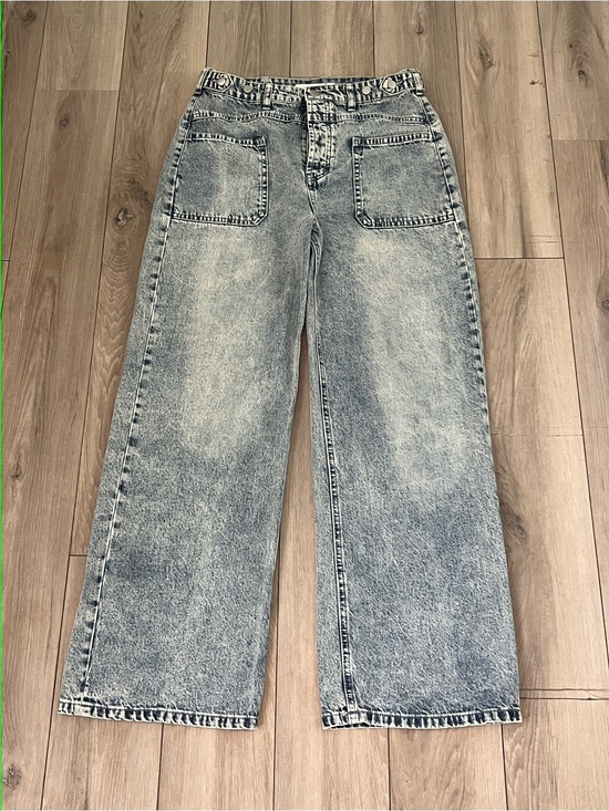 Altar'd State Denim - Altar’D State Wide Leg Jeans Light Acid Wash High Rise Button Front Womens 29